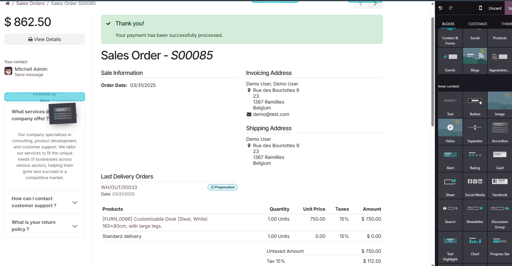 odoo v18 customer portal drag and drop